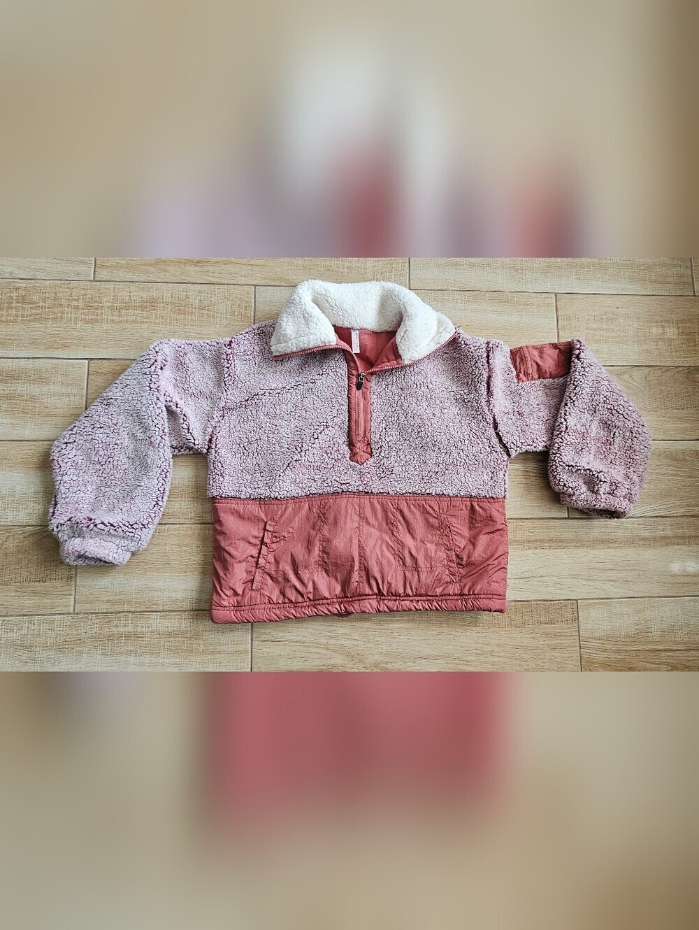 FP Movement Mountain High Half Zip Fleece Jacket Cropped Mauve Pink Rose XS